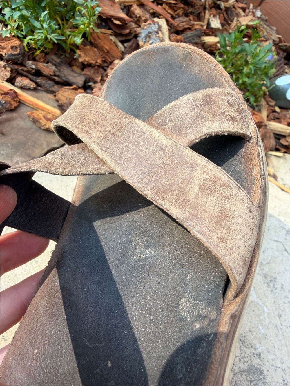 Chaco Brown Leather Cross-Strap Buckle Sandals - Picture 7 of 7